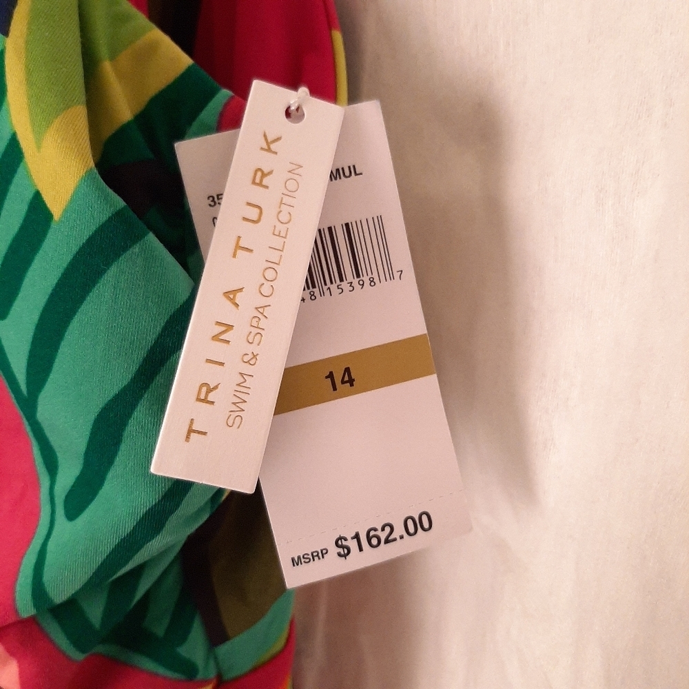 Trina Turk Rainforest Plunge One-Piece Swimsuit Size 14 - NWT Brand New! - Picture 7 of 8